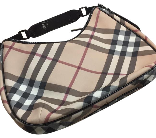 Burberry Nova Check Beige Black Burgundy Hobo Bag