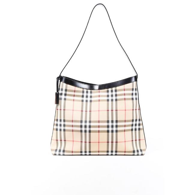 Burberry Nova Check Beige Coated Canvas Hobo Bag