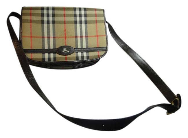 Burberry Nova Check Brown Gold Canvas Leather Cross Body Bag