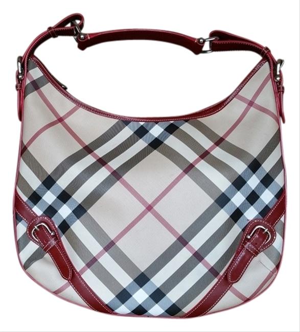 Burberry Nova Check Buckle Beige Canvas Hobo Bag