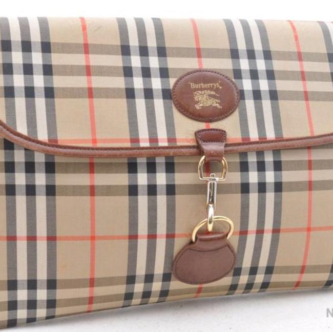 Burberry Nova Check Documents Browns Canvas Clutch