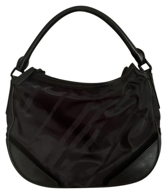 Burberry Nova Check Leather Nylon Hobo Bag