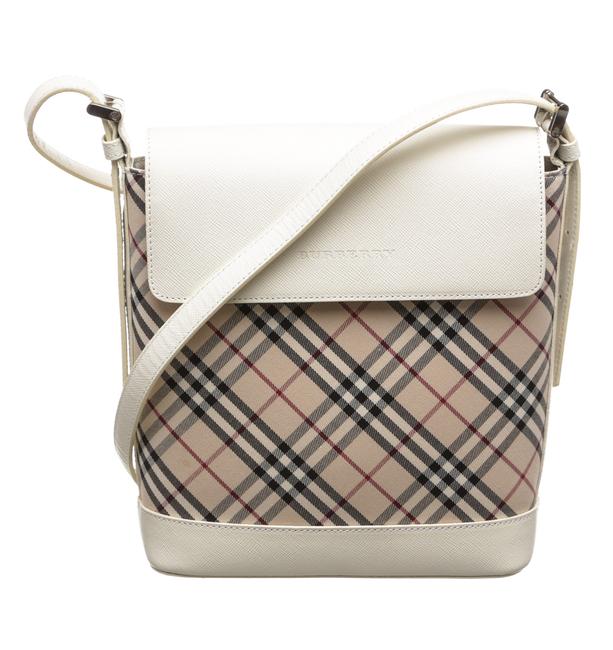 Burberry Shoulder Nova Check Ivory Canvas and Leather Cross Body Bag