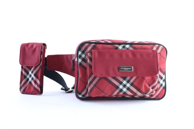 Burberry Waist Nova Check Fanny Pack 226851 Red Nylon Cross Body Bag