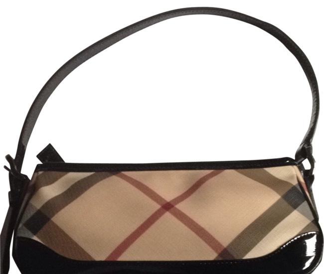Burberry Nova Check with Black Leather Trim Clutch