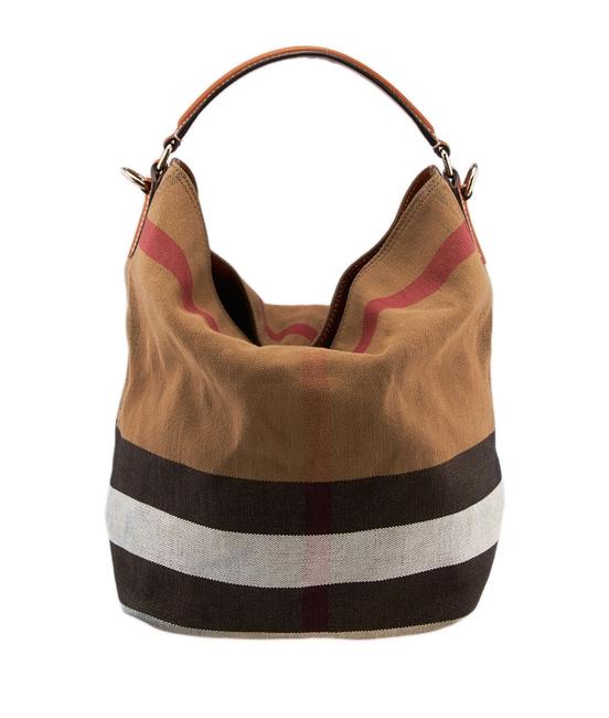 Burberry Nova Leather Tote 60619 Brown Canvas Hobo Bag