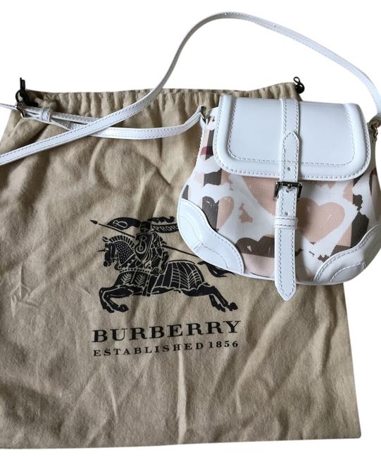 Burberry Nova Painted Heart White CanvasPatent Leather Cross Body Bag