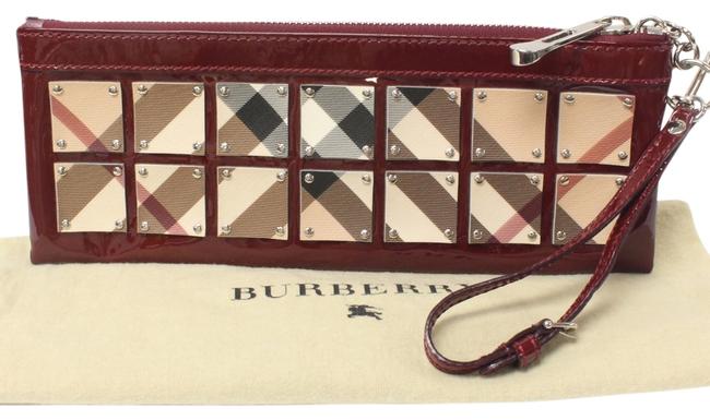 Burberry Nova Warrior Limited Ed Patent Canvas Purse Red Leather Clutch