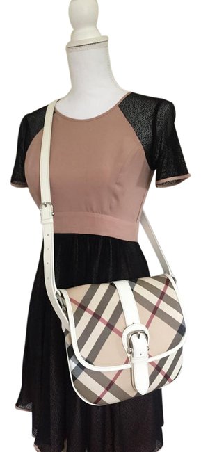 Burberry Nwot Supernova Check Classic White Leather Cross Body Bag