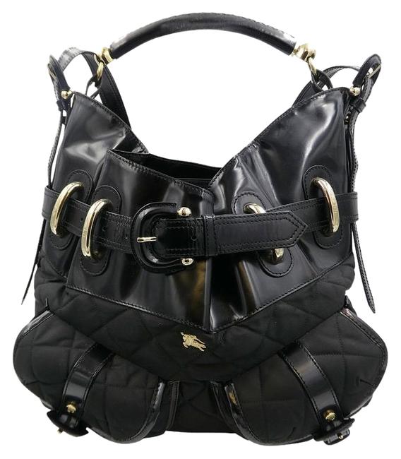 Burberry Hobo Nylon Quilted with Patent TrimCross Body Bag