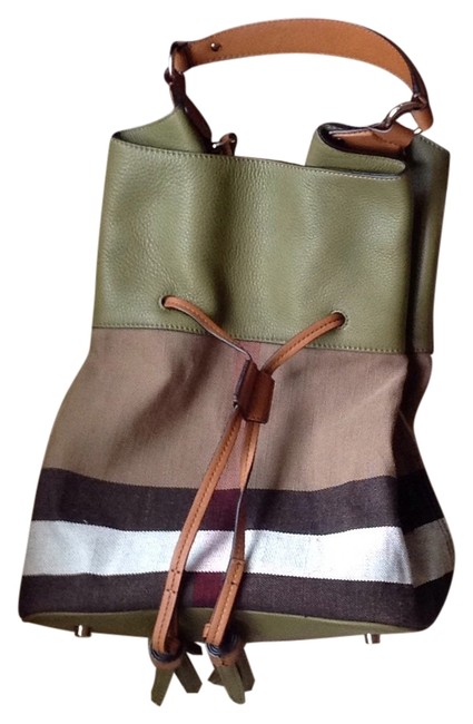 Burberry Olive Lethercheck Hobo Bag