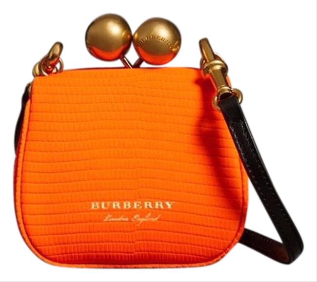 Burberry Orange Lizard Skin Leather Cross Body Bag