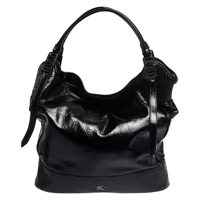 Burberry Oversize Black Patent Leather Hobo Bag