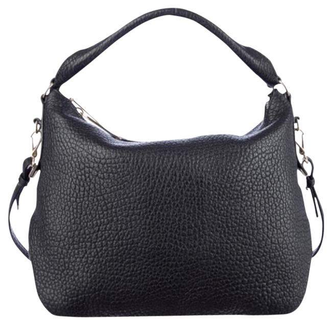 Burberry Pebbled Black Leather Hobo Bag