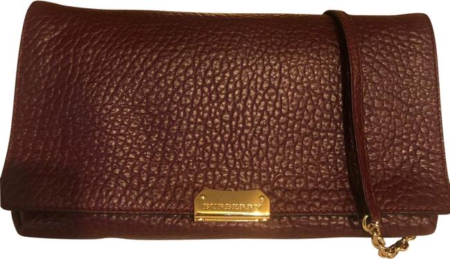 Burberry Pebbled Burgundy Leather Clutch