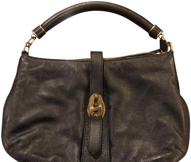 Burberry Pebbled Deep Dark Brown Leather Hobo Bag