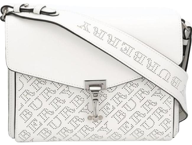 Burberry Perforated Logo Regency White Calfskin Leather Cross Body Bag