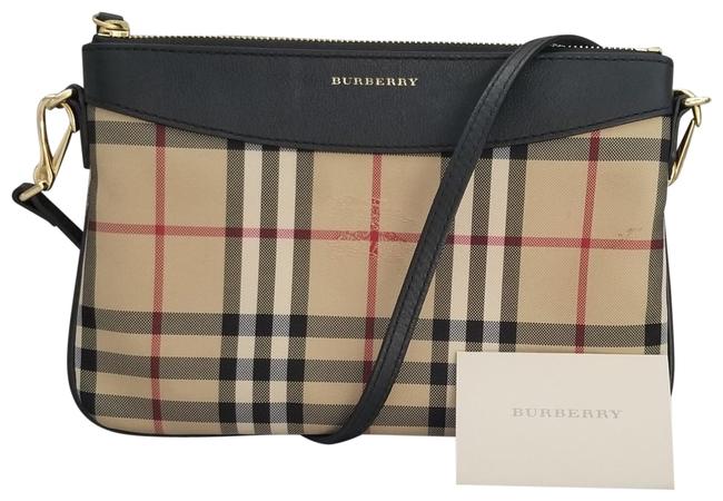 Burberry Peyton Black and Signature Check Cross Body Bag
