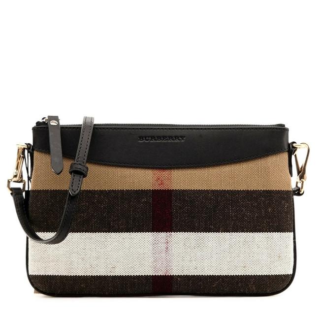 Burberry Peyton Check Black Canvas Cross Body Bag