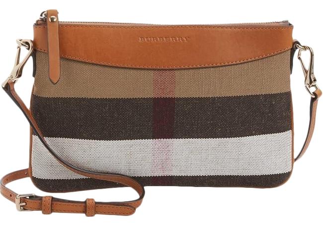 Burberry Peyton Check Canvas Leather Brown Cross Body Bag