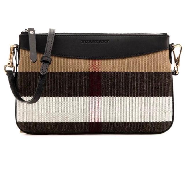 Burberry Peyton Check House Black Leather Cross Body Bag