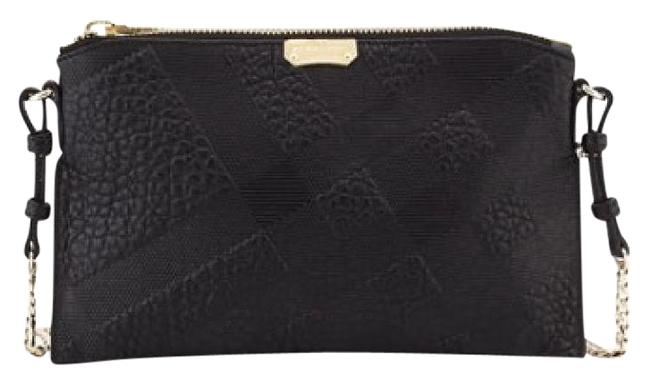Burberry Peyton Check Leather Black Cross Body Bag