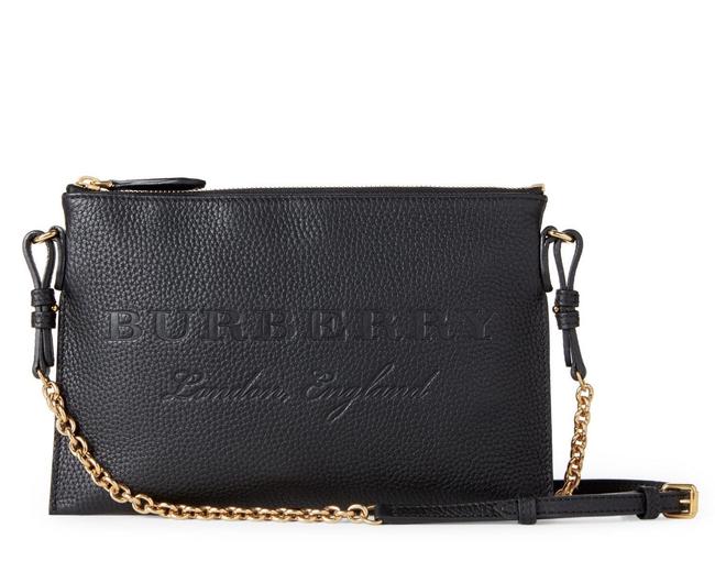 Burberry Clutch Peyton Convertible Black Leather Cross Body Bag