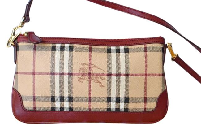 Burberry Crossbody Peyton Red Leather Clutch