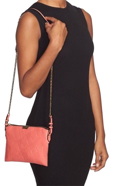 Burberry Peyton grain Check Vibrant Fuchsia Leather Cross Body Bag