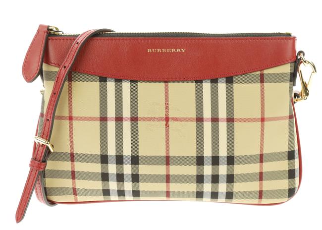 Burberry Peyton Horseferry Check Beige Canvas Cross Body Bag