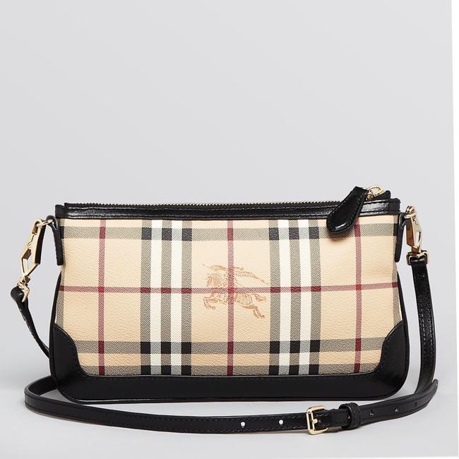 Burberry Peyton House Check Black Leather Cross Body Bag