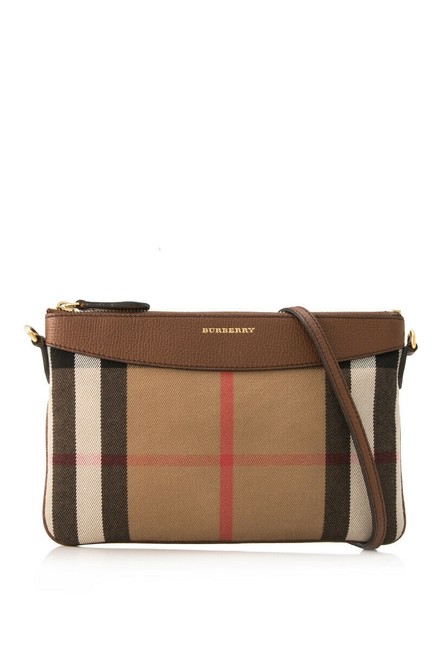 Burberry Peyton House Check Brown Leather Cross Body Bag