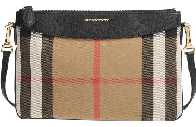 Burberry Peyton House Check Navy Gold Hardware TextileLeather Cross Body Bag