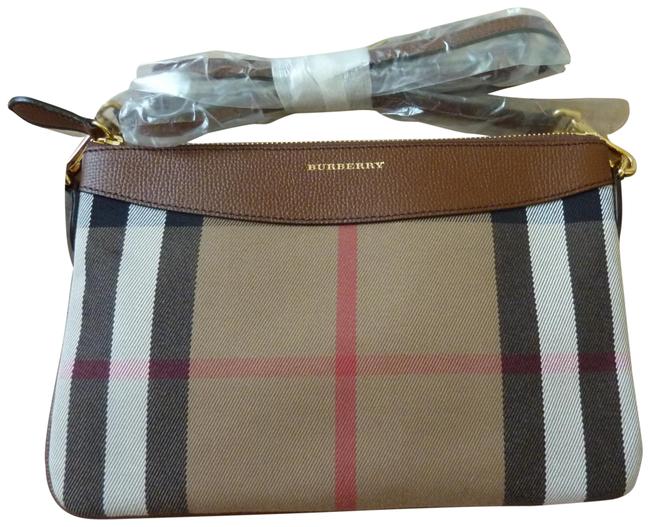 Burberry Peyton House Check TanBrown Canvas Cross Body Bag