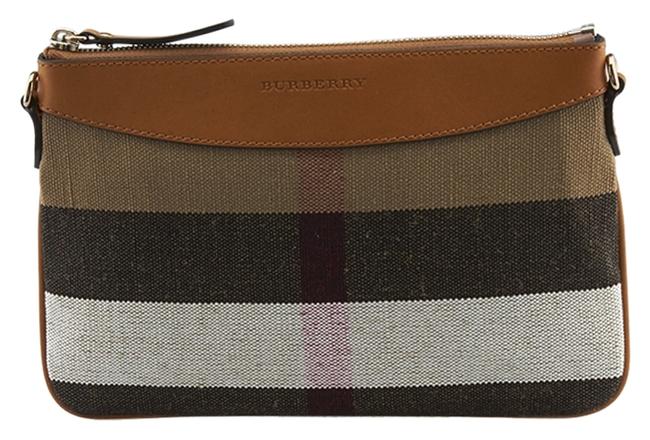Burberry Peyton Tan House Check 74013 Brown CanvasLeather Cross Body Bag