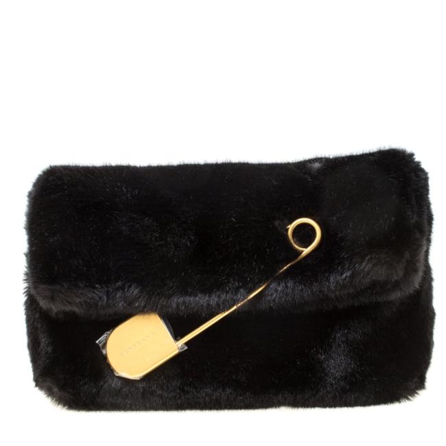 Burberry Pin Black Faux Fur Clutch