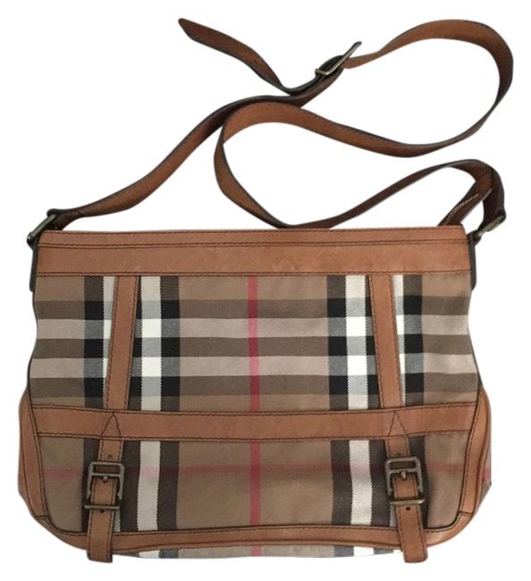 Burberry Plaid CanvasLeather Cross Body Bag