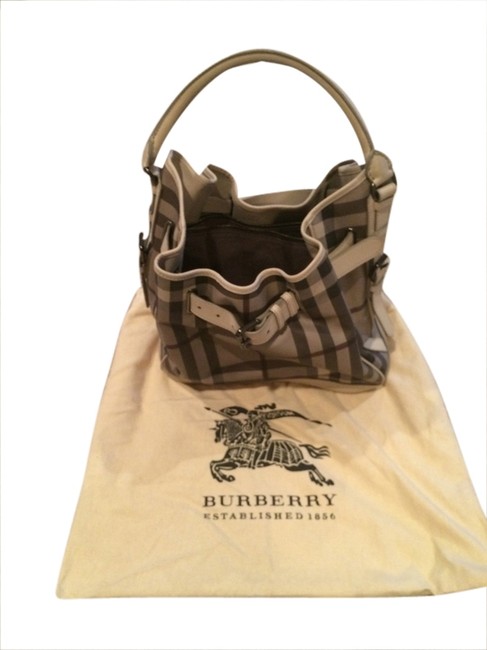 Burberry Plaid Leather Hobo Bag
