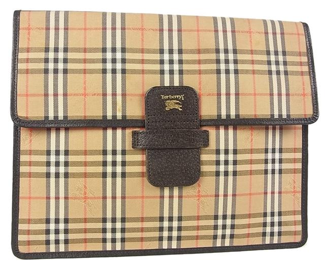 Burberry Plaid Nova Check Hand FS 8137ern Brown Canvas Clutch