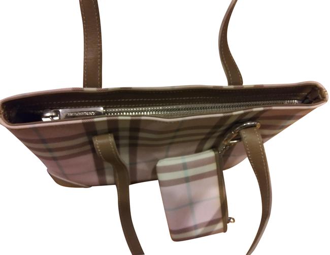 Burberry Plaid Pink and Beige Vinyl Clutch