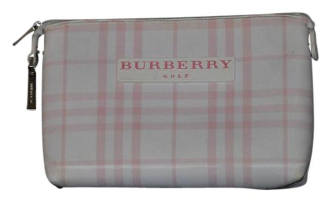 Burberry Plaid PinkWhite Canvas Clutch