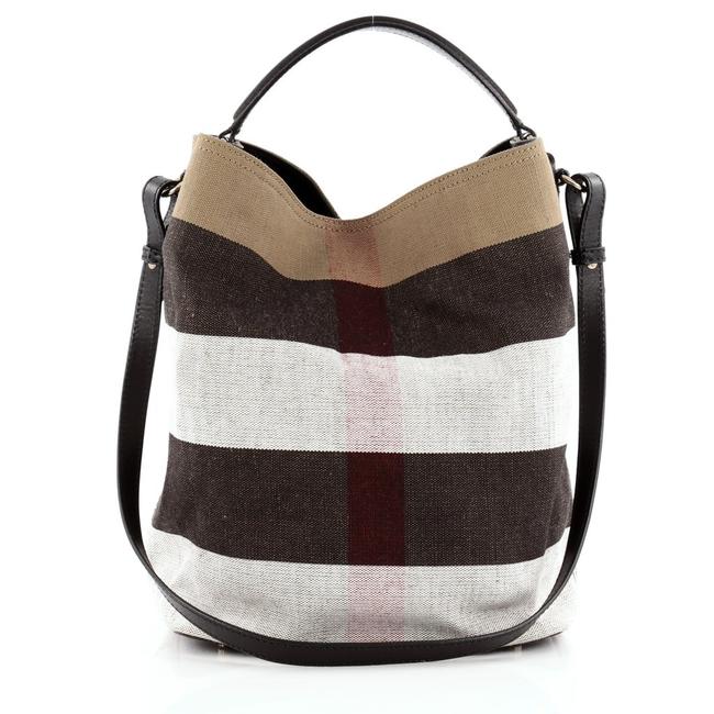 Burberry Shoulder Plaid Purse Check Canvas Hobo Bag