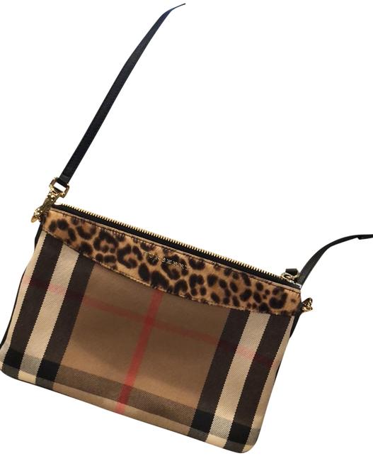 Burberry Pouch Plaid Leopard Trim Cross Body Bag