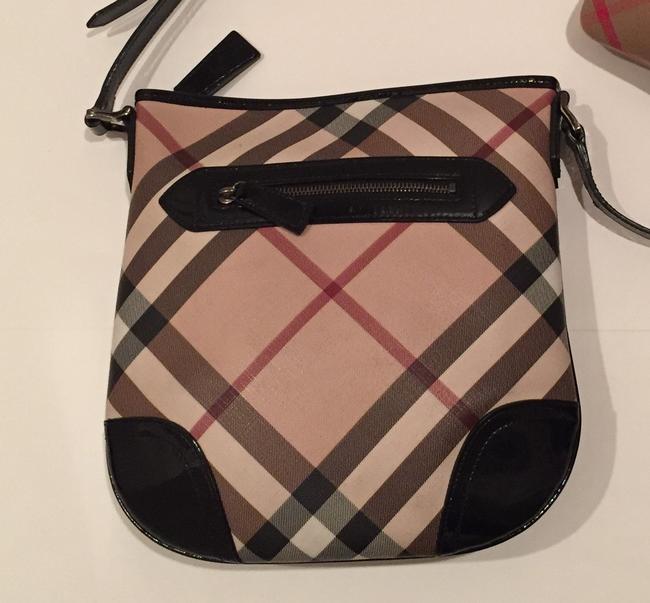 Burberry Price Drop Nova Check Black Tan Pvc Coated Cross Body Bag