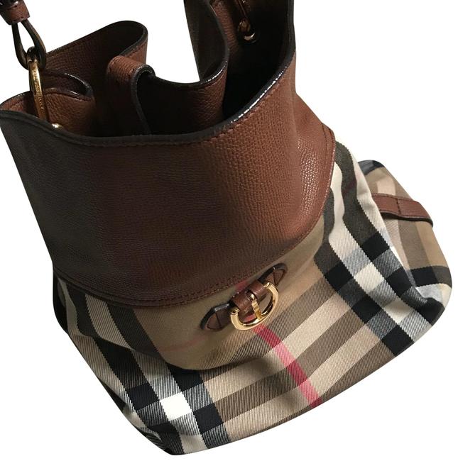 Burberry Print Leather Straps Hobo Bag