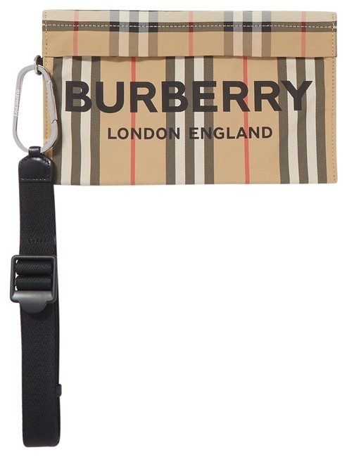 Burberry Printed Gabardine Pouch Clutch