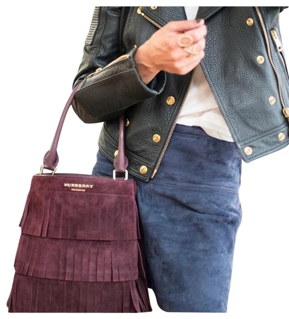 Burberry Prorsum Burgundy Suede Leather Hobo Bag