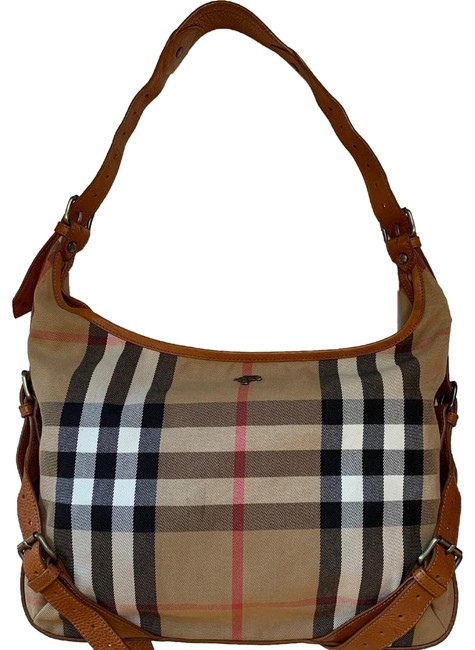 Burberry Prorsum House Saddle CheckBrown CanvasLeather Hobo Bag