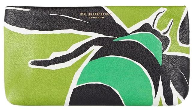 Burberry Prorsum Insect Printed Purse Green Leather Clutch