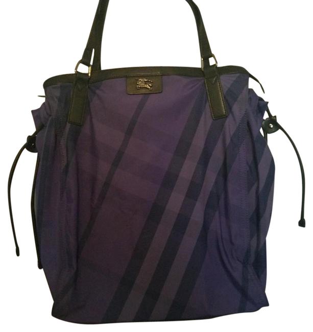 Burberry Purple Plaid Nylon Hobo Bag